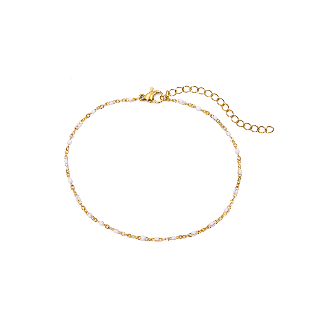 Enamel Steel Bracelet - 16+5 cm - Gold Plated