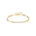 Tennis Link Bracelet - Zirconia - Gold Plated and Rhodium Silver