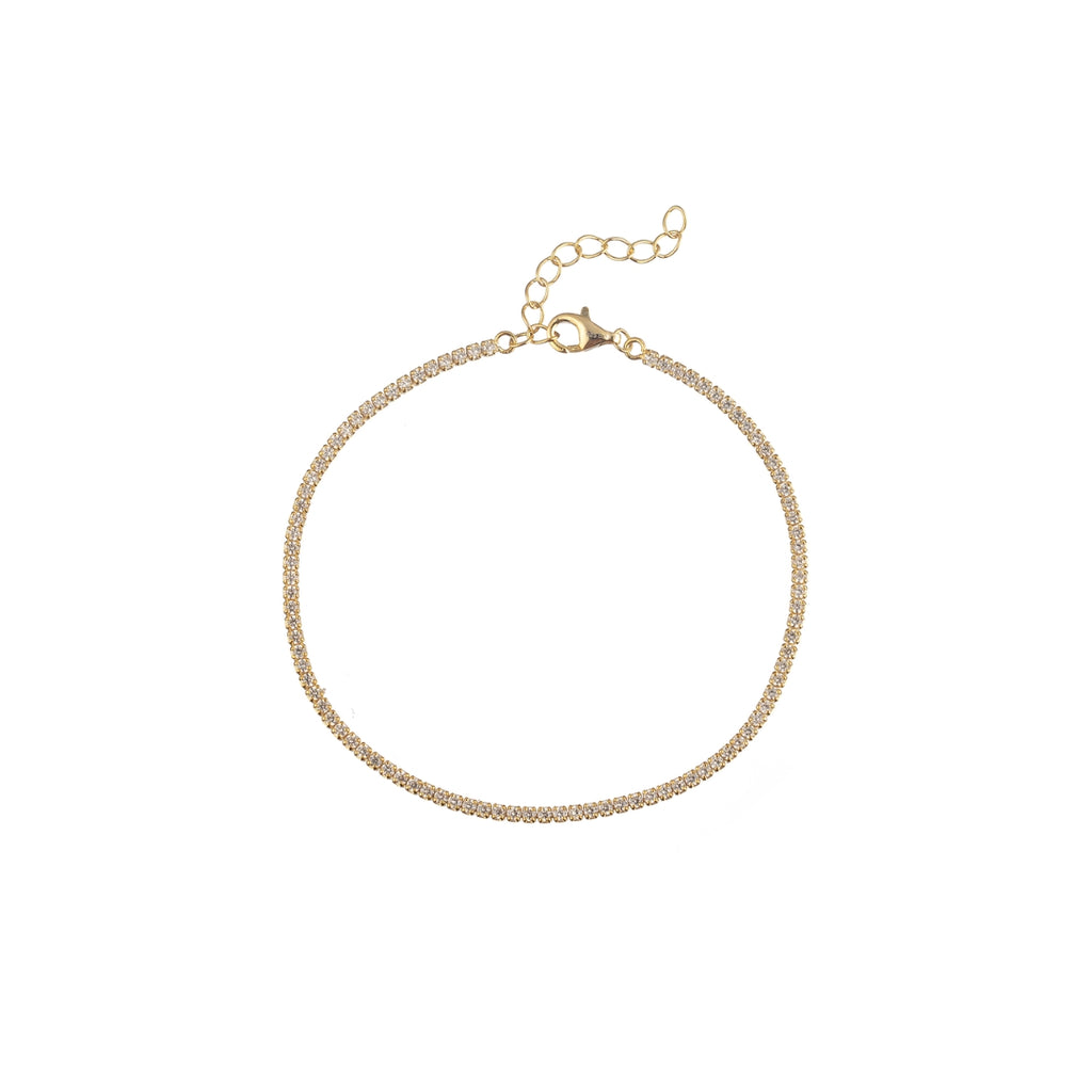 Tennis Bracelet - Zirconia 2 mm - Gold Plated and Rhodium Silver