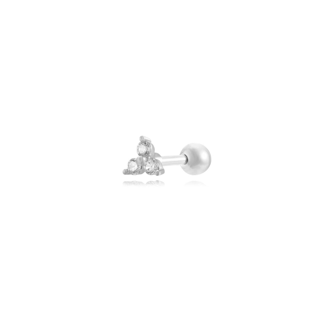 Stříbrný piercing s trojitým zirkonem