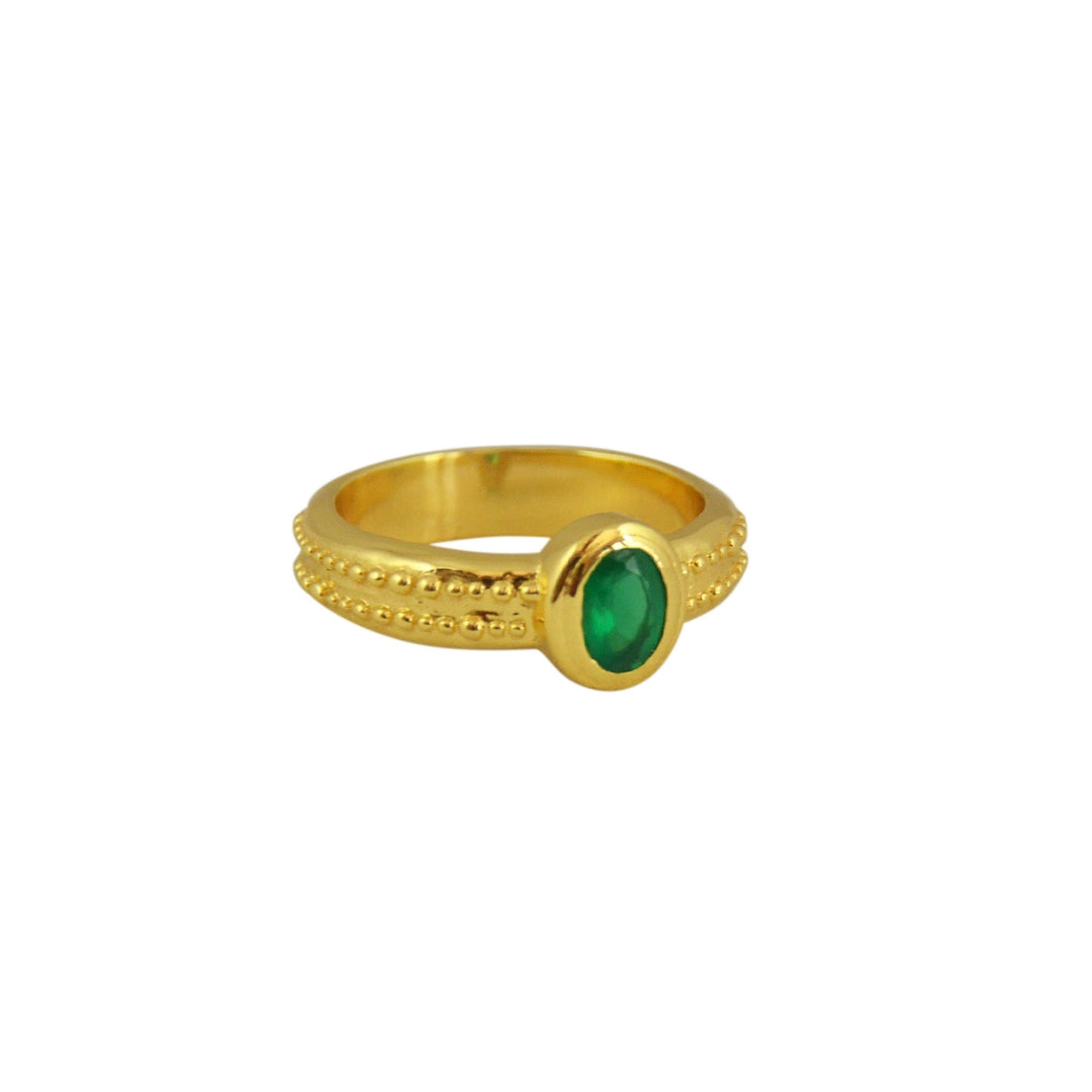Ring with Green Onyx Stone