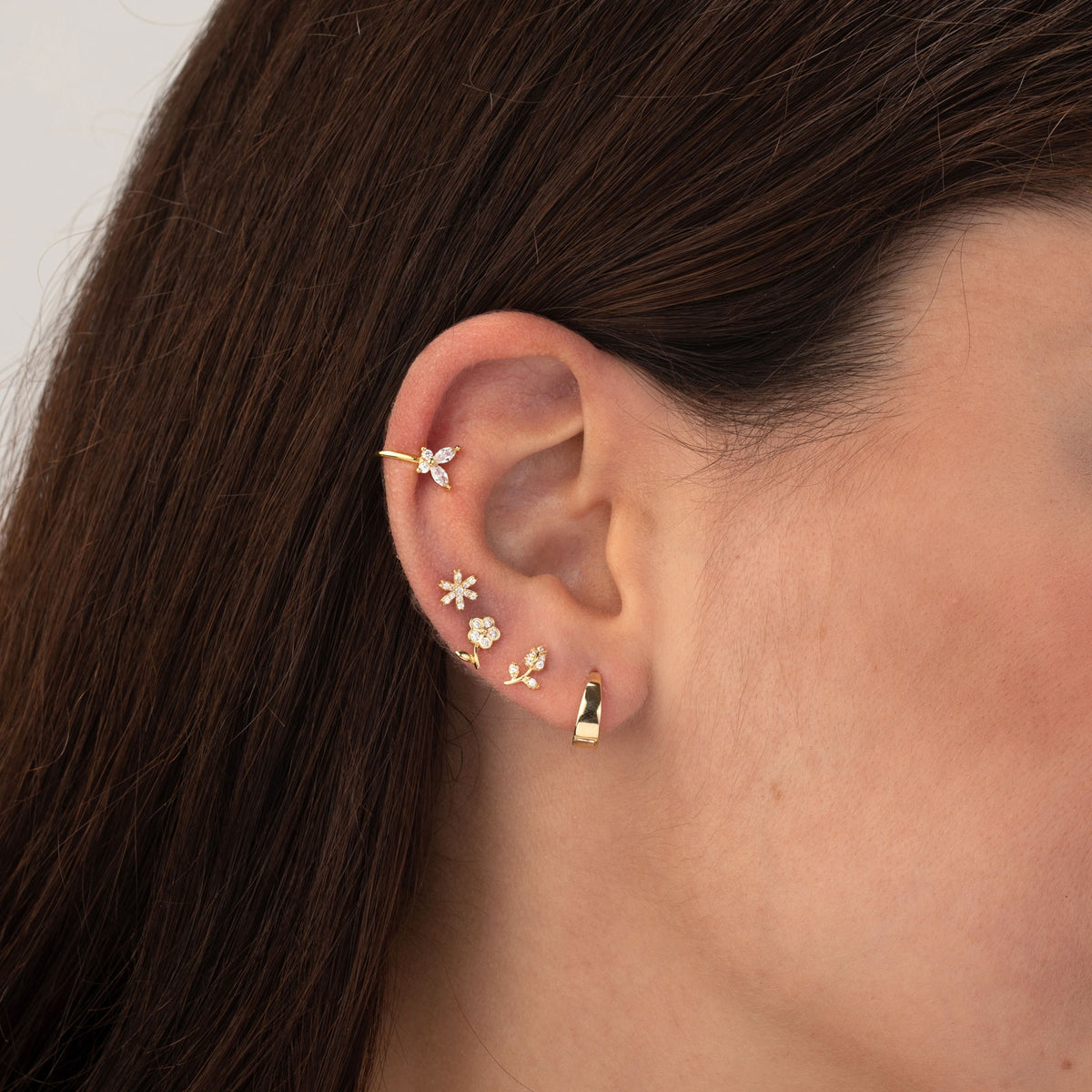 Butterfly Earcuff -  Zirconia Earrings -  - Gold Plated and Rhodium Silver