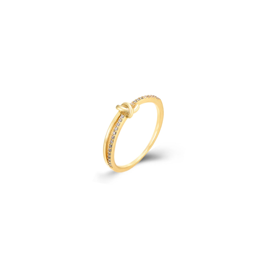 Knot Ring - Zirconia - Silver Gold Plated and Rhodium Silver