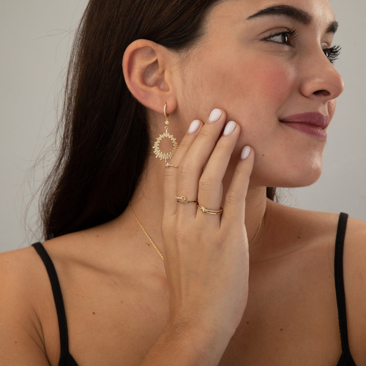 Knot Ring - Zirconia - Silver Gold Plated and Rhodium Silver