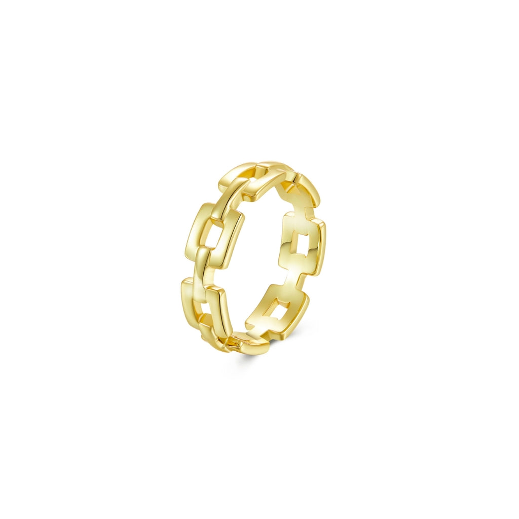 Silver Ring - Link - Silver Gold Plated-Silver Rhodium