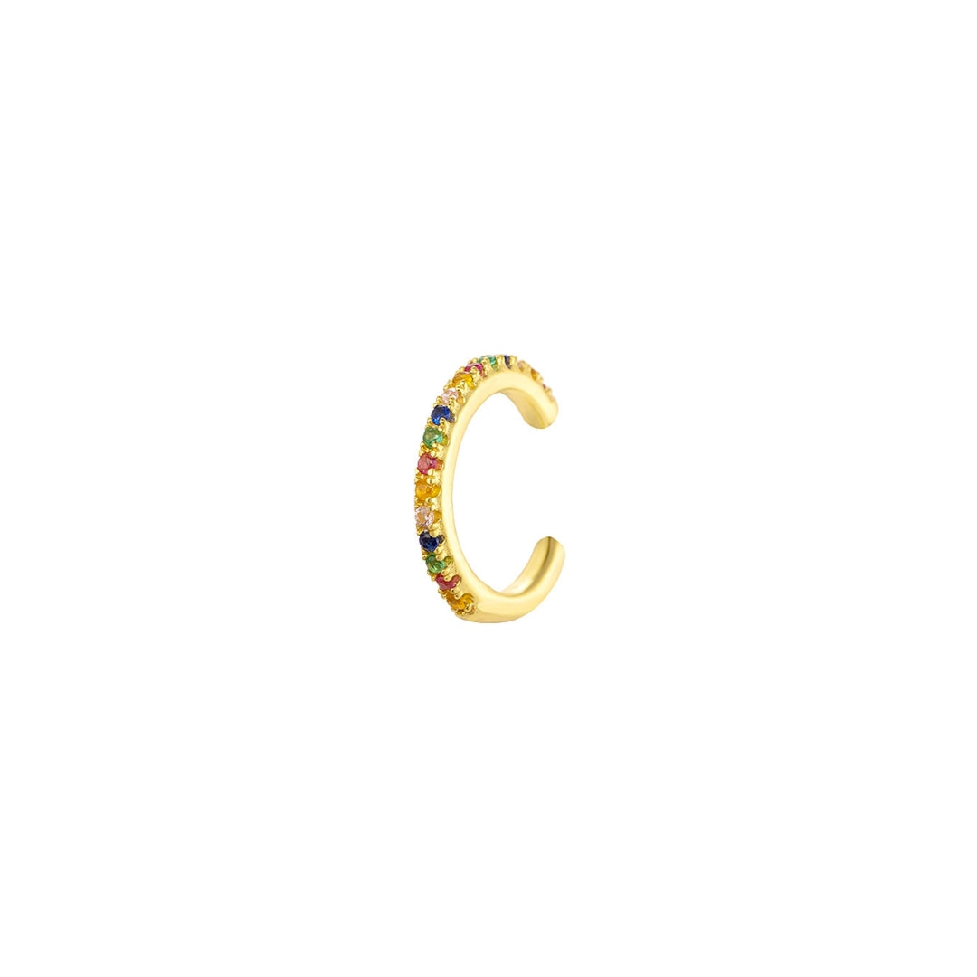 Pozlacený ear cuff s barevnými zirkony