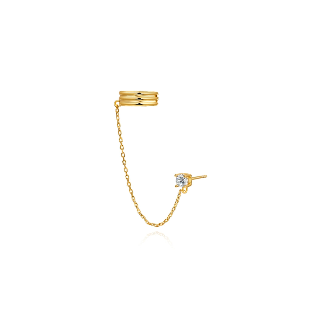 Pozlacený ear cuff s řetízkem