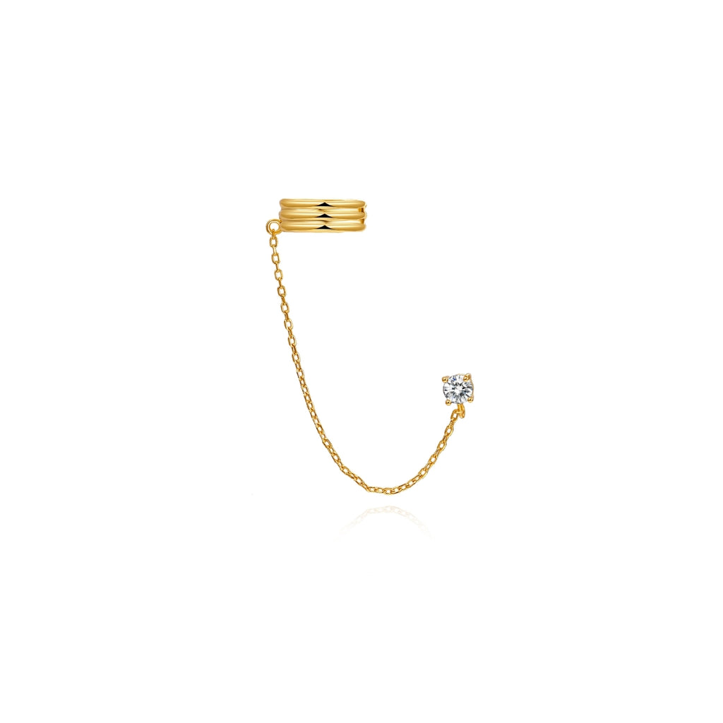 Pozlacený ear cuff s řetízkem