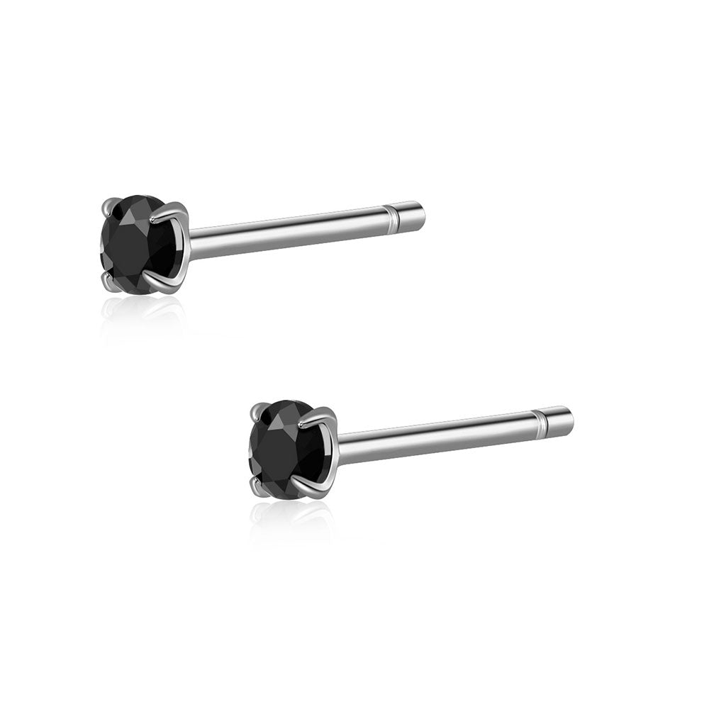 Silver studs with black zirconia