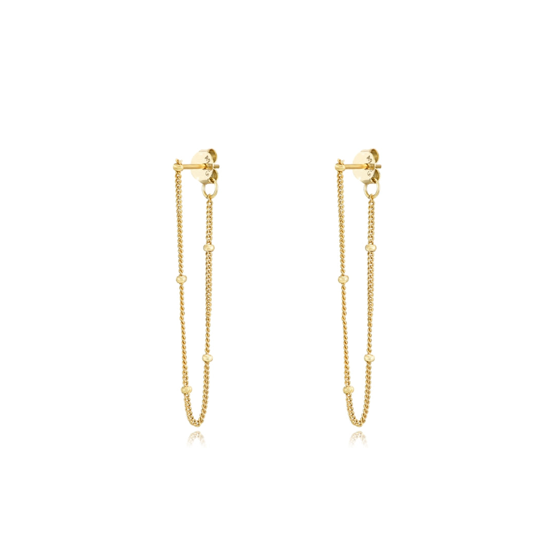 Chain Earrings - 40 mm - Gold Plated and Rhodium Silver