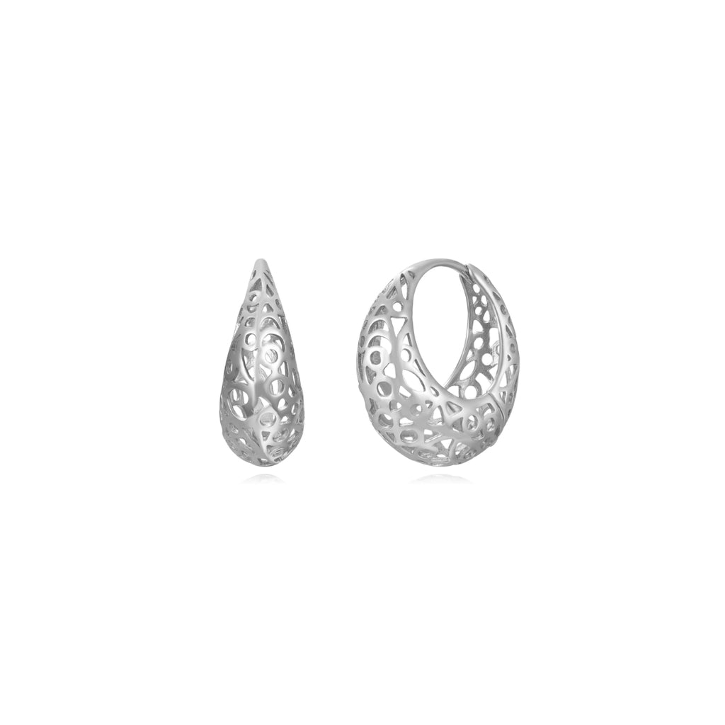 Openwork Heart hoop earrings - 22 mm and 17 mm - Gold Plated and Rhodium Silver