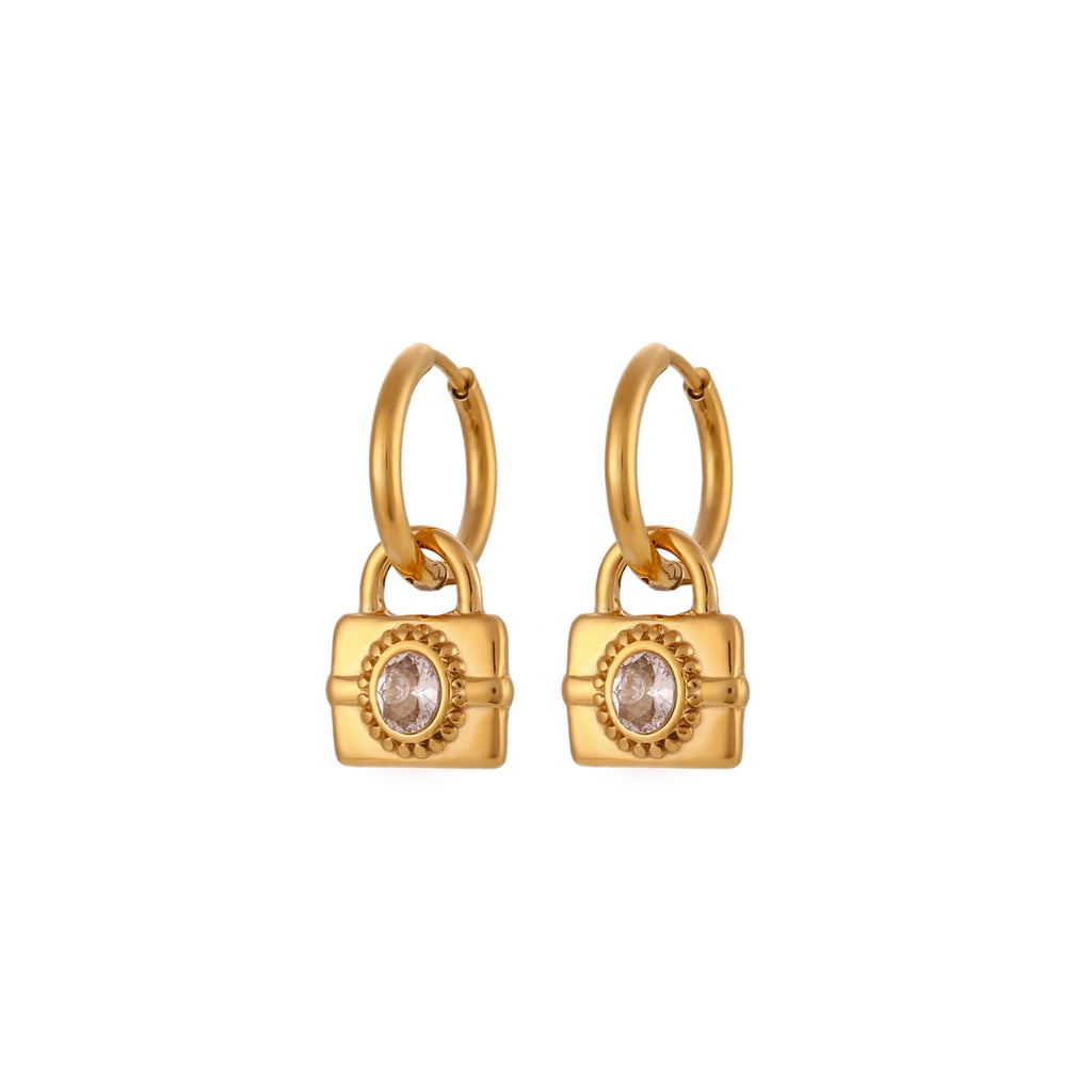 Gold earrings with zircons