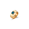 Steel Ring - Mineral Rectangle 6mm - Gold Plated