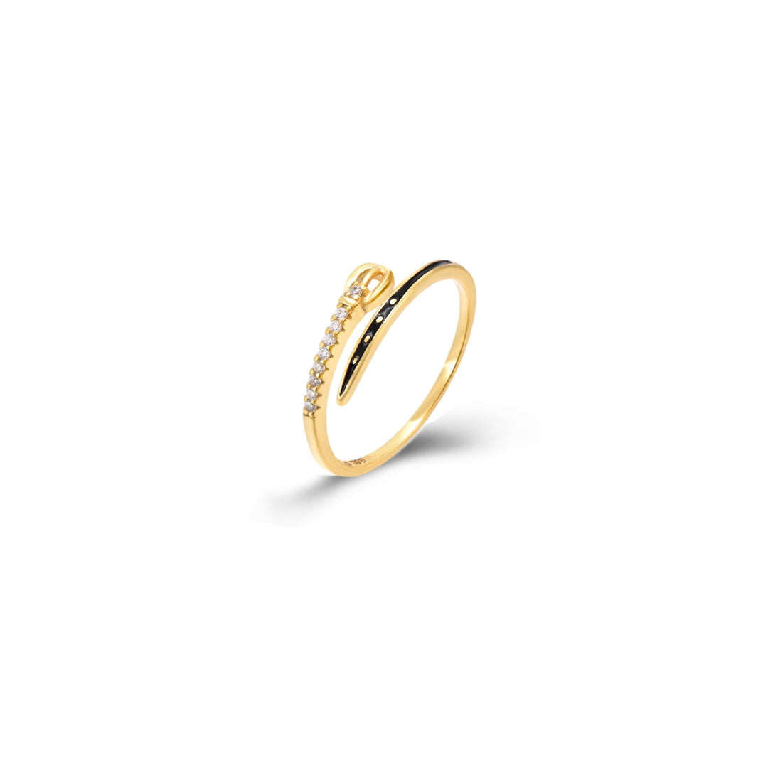 Zirconia Belt Ring - Silver Gold Plated and Rhodium Silver
