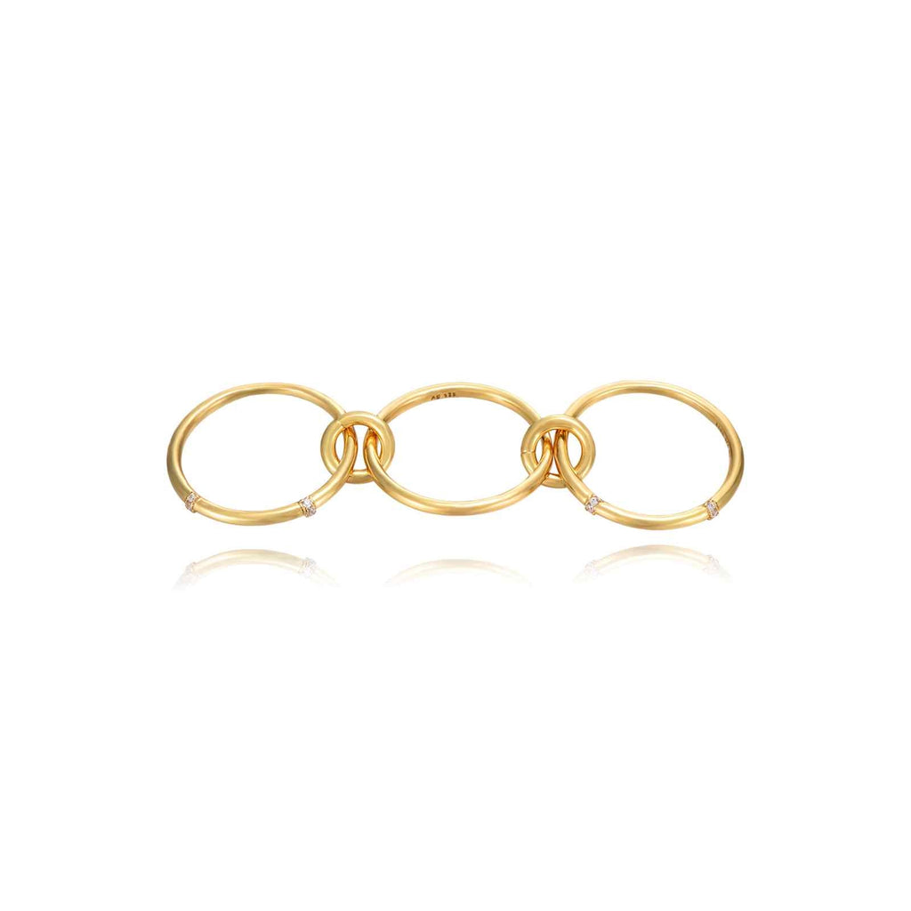 Triple Zirconia Ring - Gold Plated and Rhodium Silver