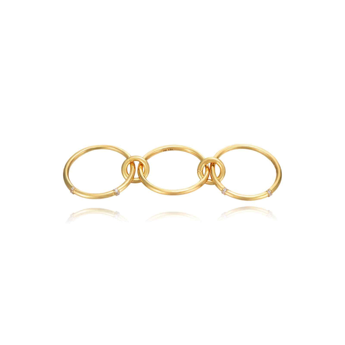 Triple Zirconia Ring - Gold Plated and Rhodium Silver