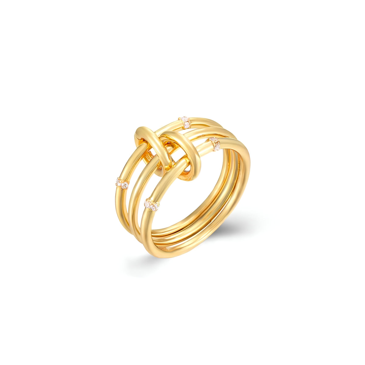 Triple Zirconia Ring - Gold Plated and Rhodium Silver