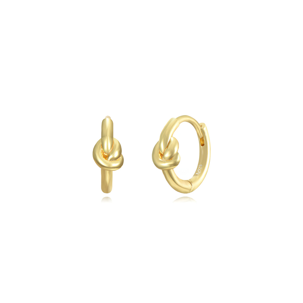 Hoop 12mm Earrings - Knot - Gold Plated and Rhodium Silver