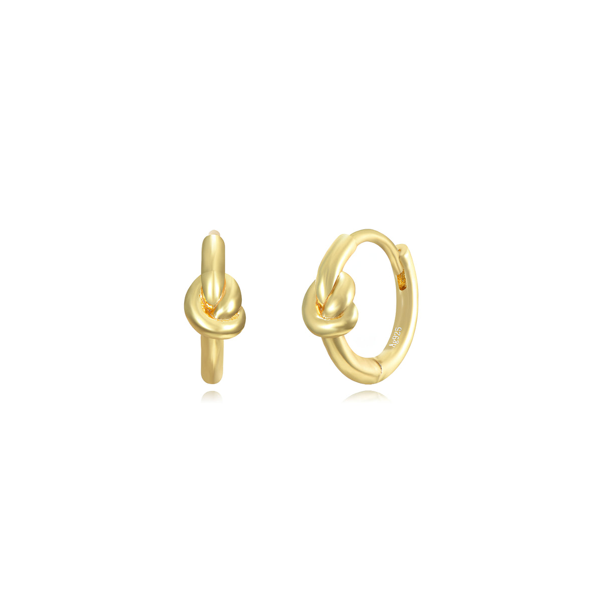 Hoop 12mm Earrings - Knot - Gold Plated and Rhodium Silver