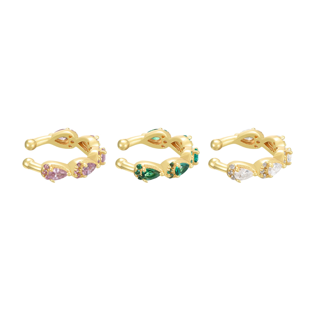 Earring Earcuff - Tear Drop  - Zircon
