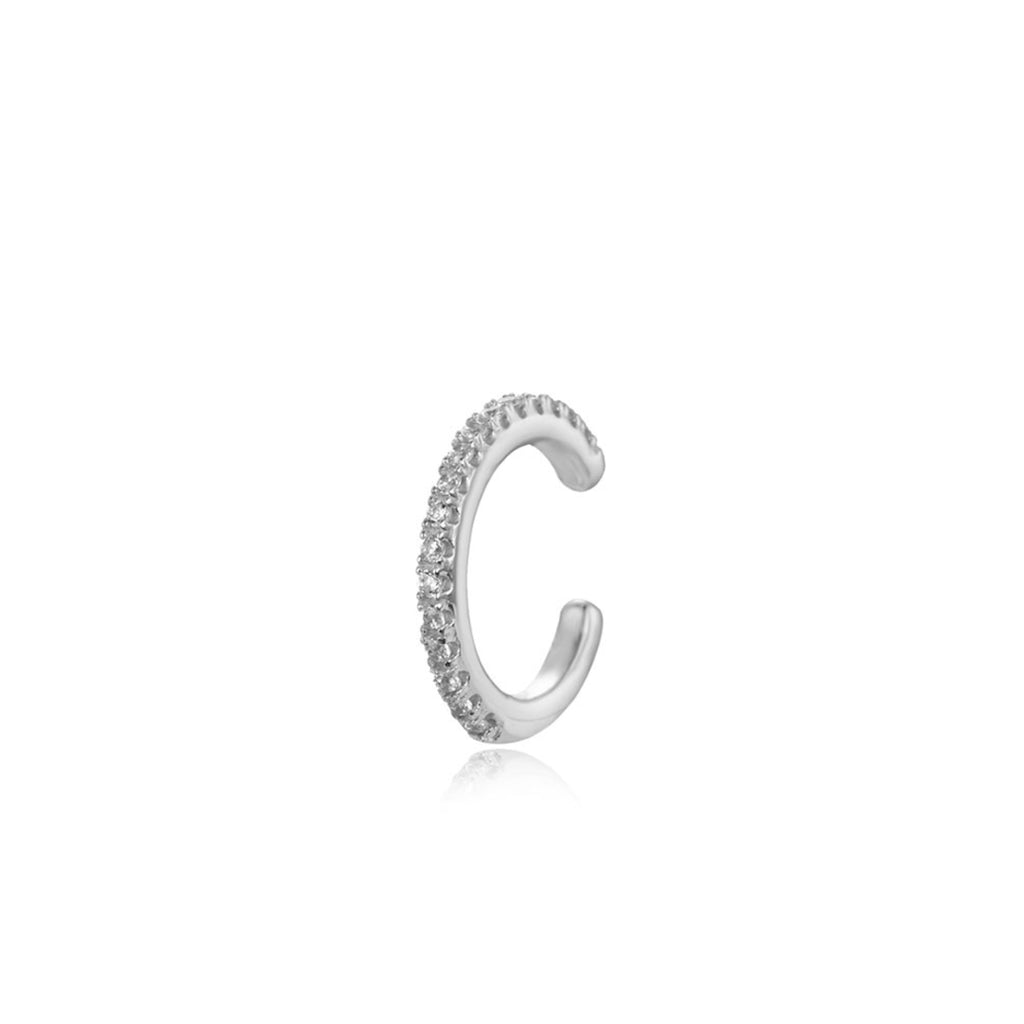 Stříbrný ear cuff s bílými zirkony