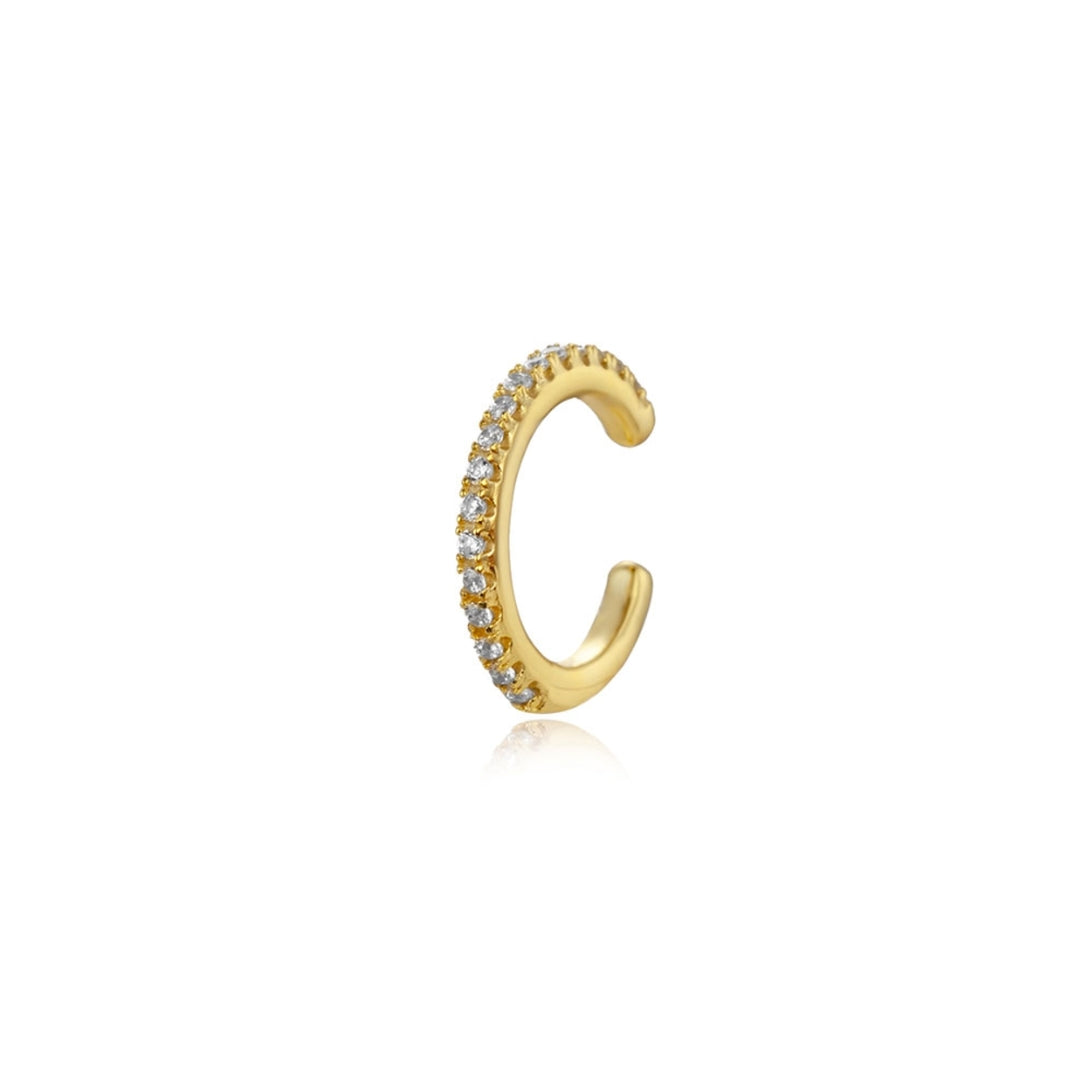 Pozlacený ear cuff s bílými zirkony
