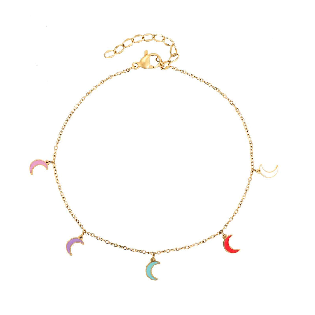 Steel Anklets - Multi Moon - Gold Plated