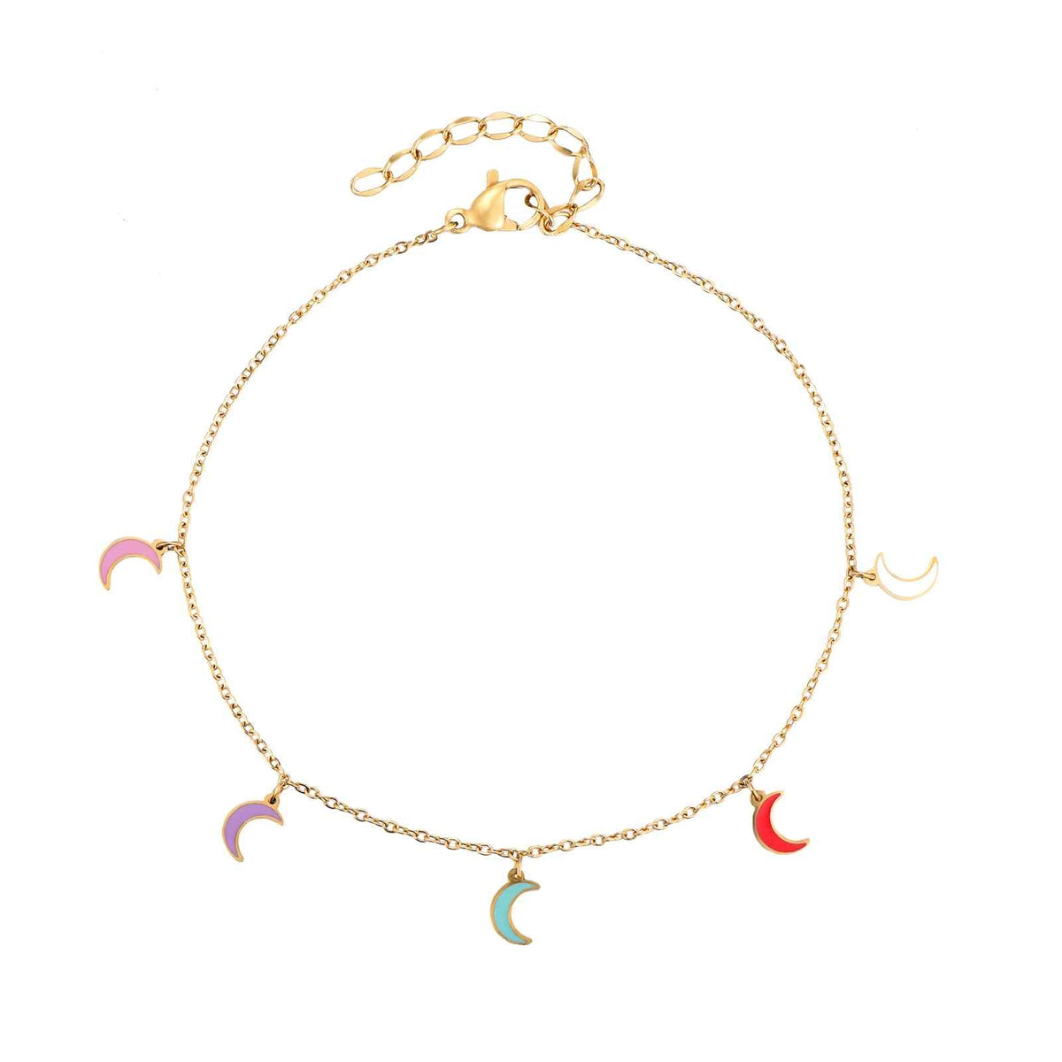 Steel Anklets - Multi Moon - Gold Plated