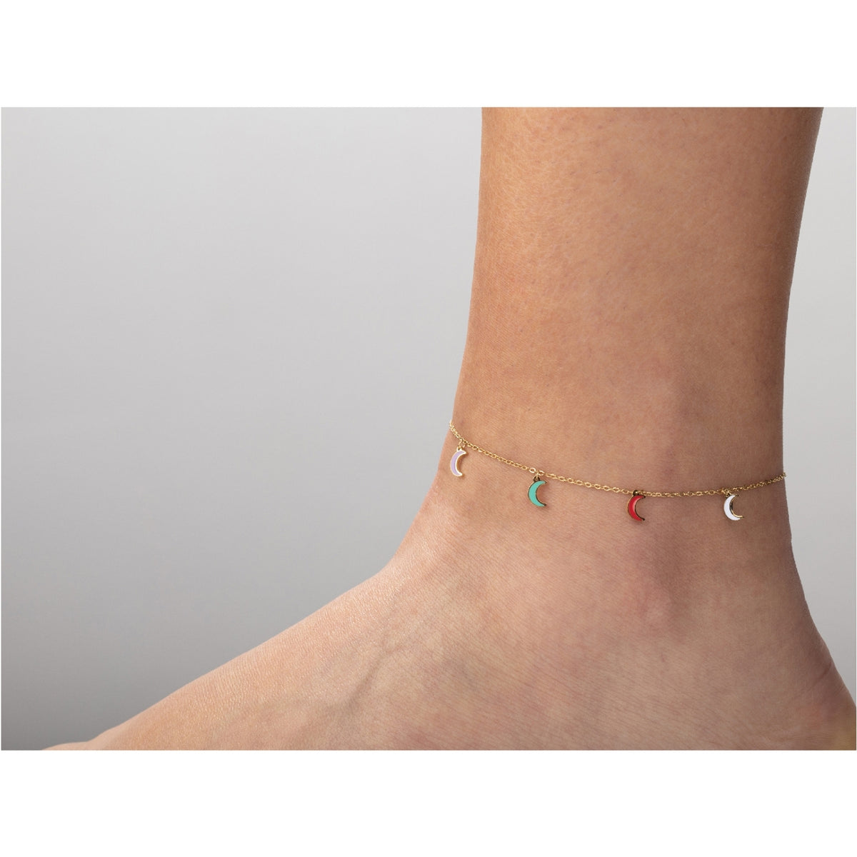 Steel Anklets - Multi Moon - Gold Plated