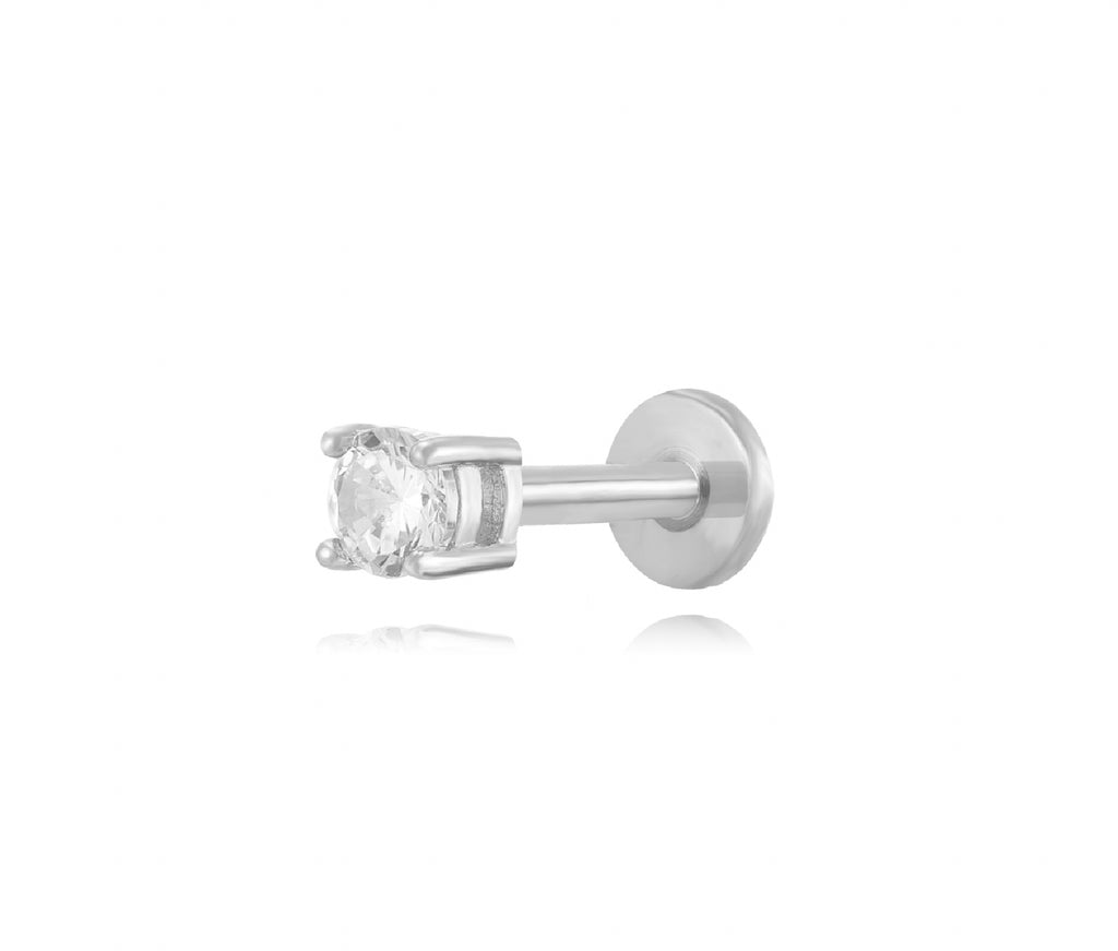 Stříbrný piercing s bílým zirkonem