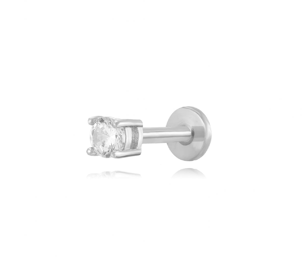 Stříbrný piercing s bílým zirkonem