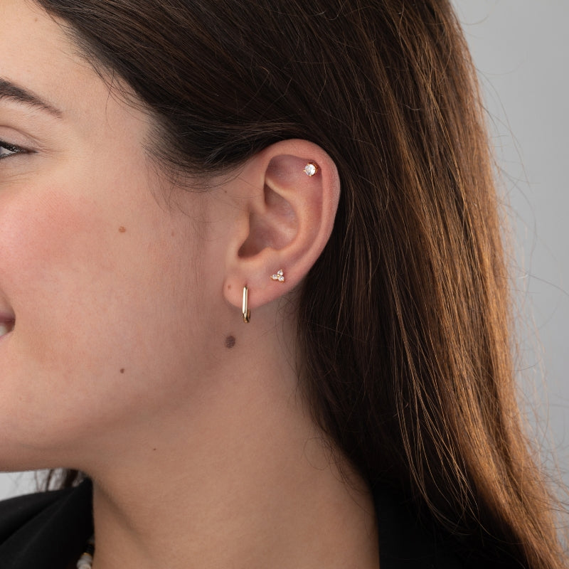 Stříbrný piercing s bílým zirkonem