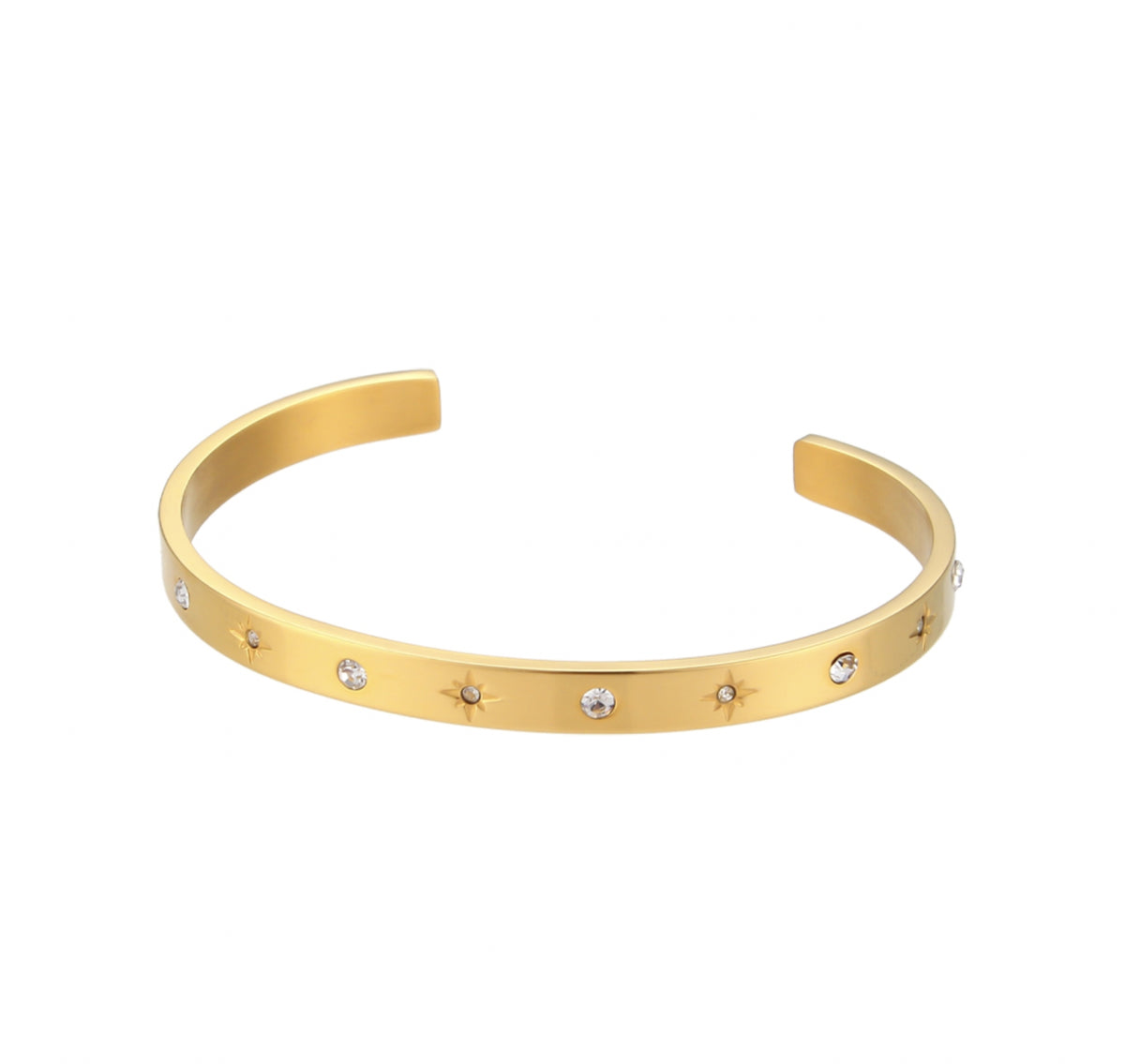 Bracelet - Bangle 62 mm - Zirconia - Gold Plated