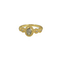 Baroque gold ring with stone and zircons