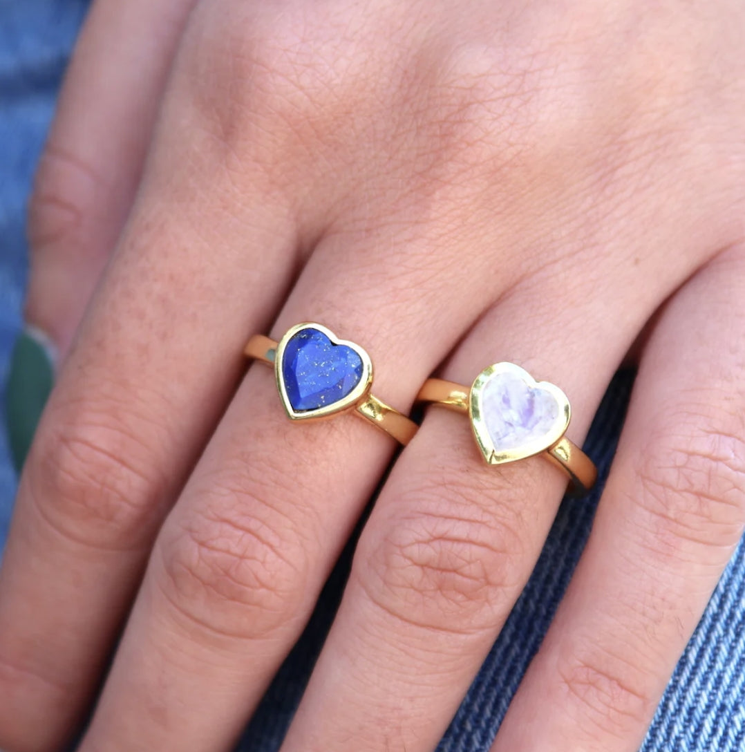 RIng Heart - MoonStone Gold PLated