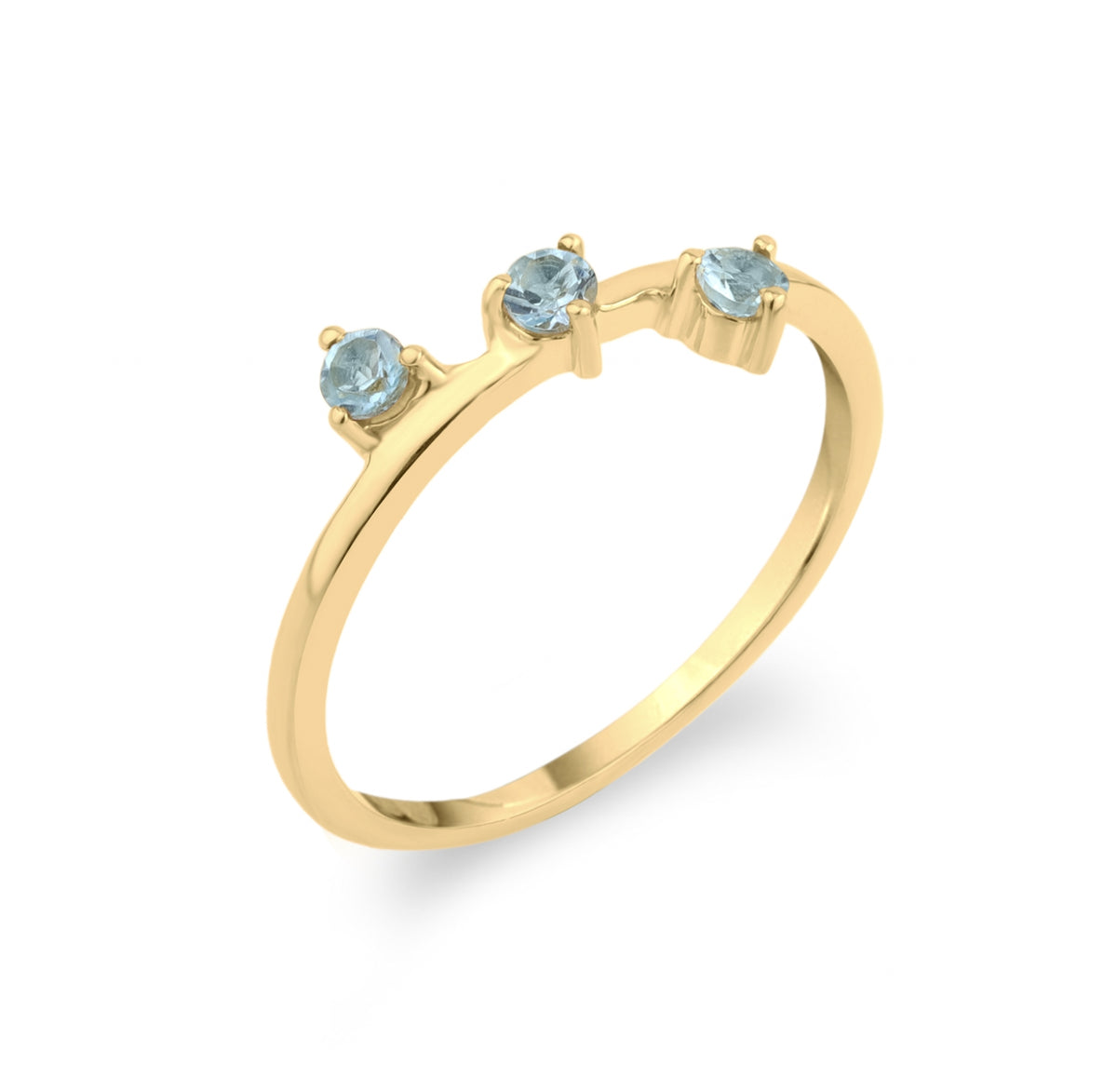 Ring with 3 Minerals  - Gold Plated