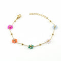 Bracelet Flower Necklace - Multi Zirconia  - Gold colour