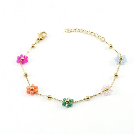 Bracelet Flower Necklace - Multi Zirconia  - Gold colour