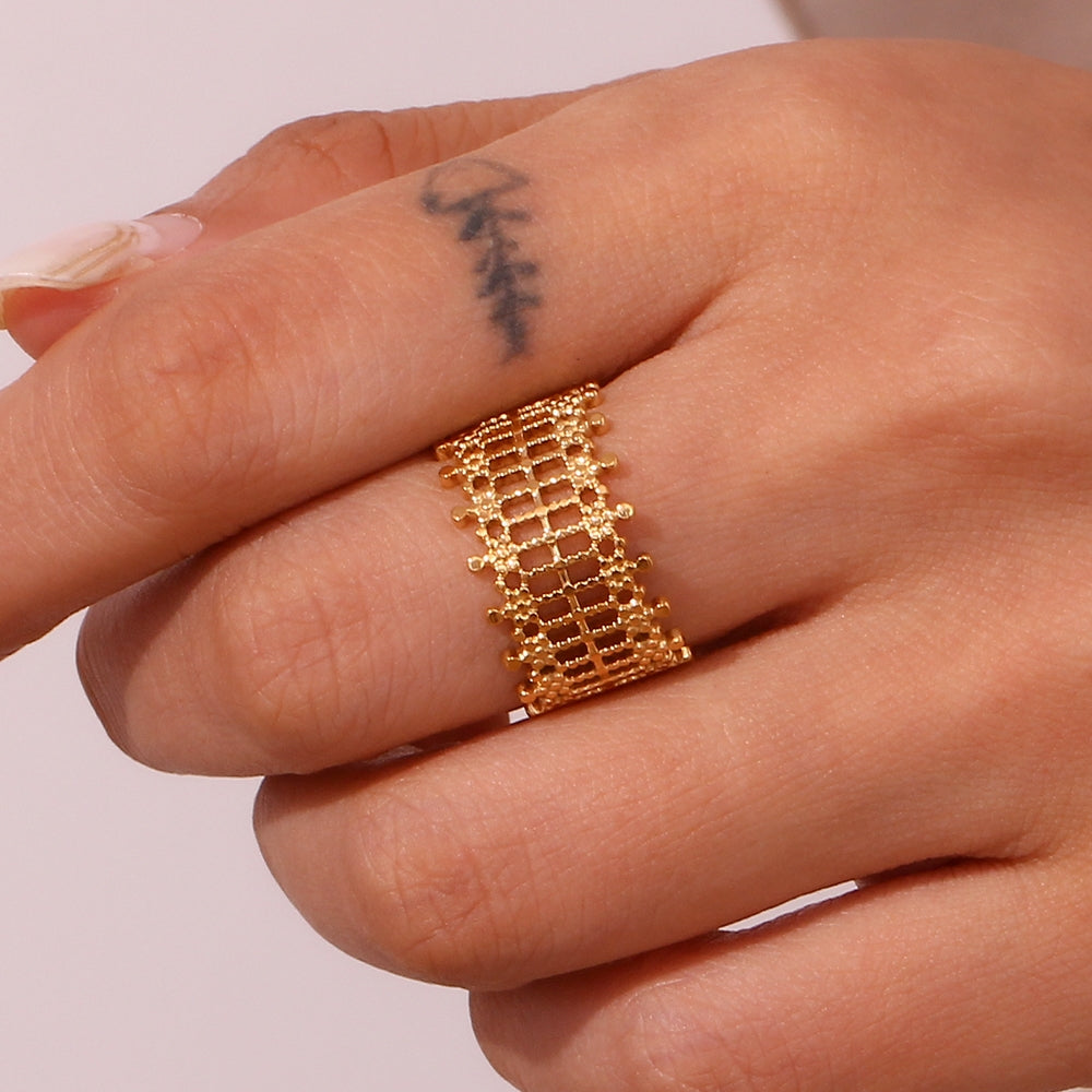 Steel Ring - Open Crown - Gold color and Steel Color