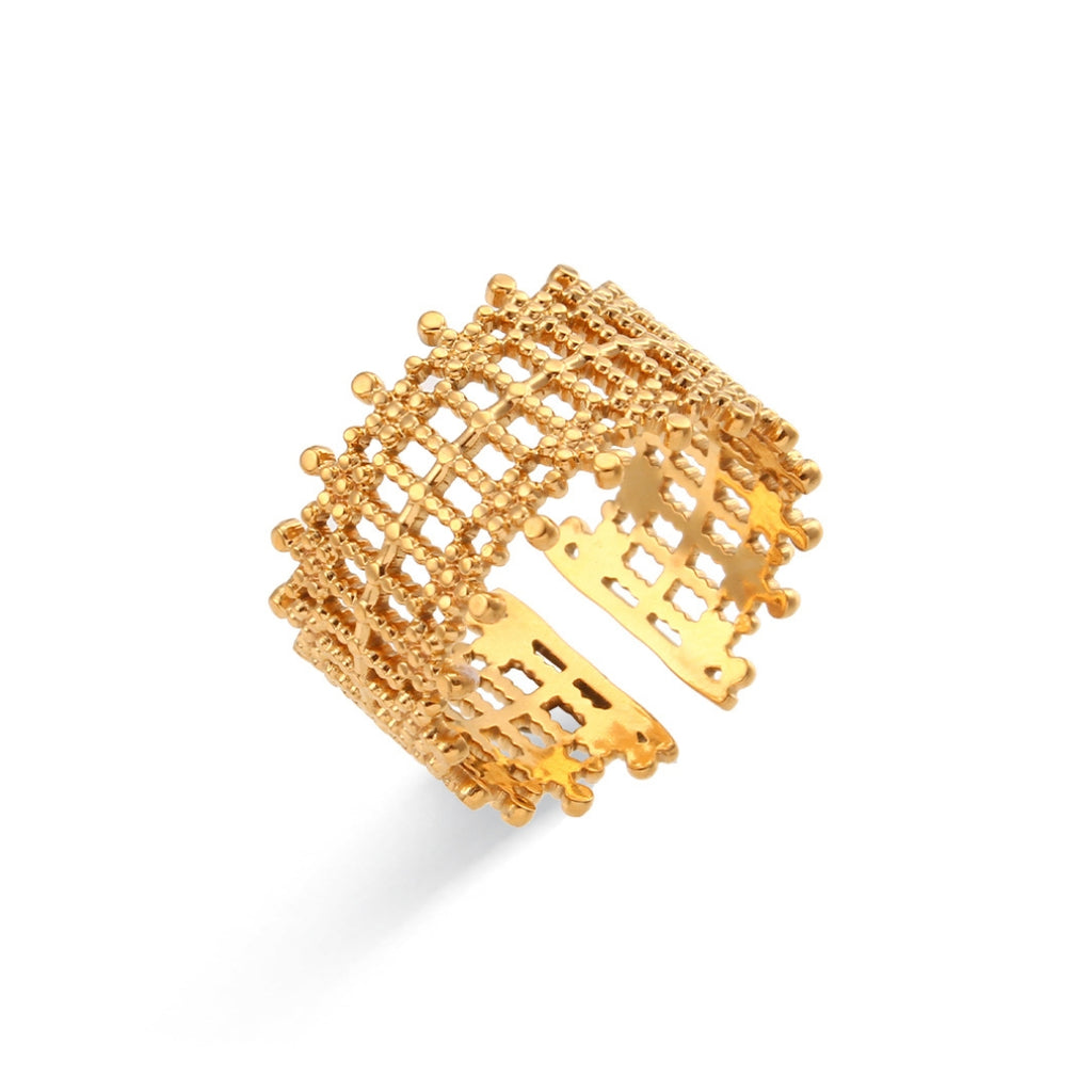 Steel Ring - Open Crown - Gold color and Steel Color