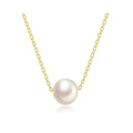 Mineral Necklace - Cultured Pearl 8 mm, 9 mm, 10.5 mm -Gold Plated and Rhodium Silver
