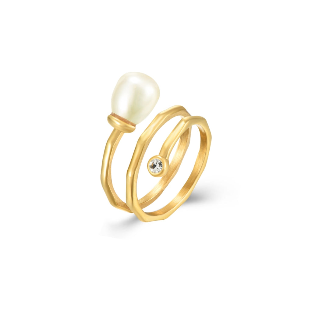 Pearl Mineral  Ring - Gold Plated