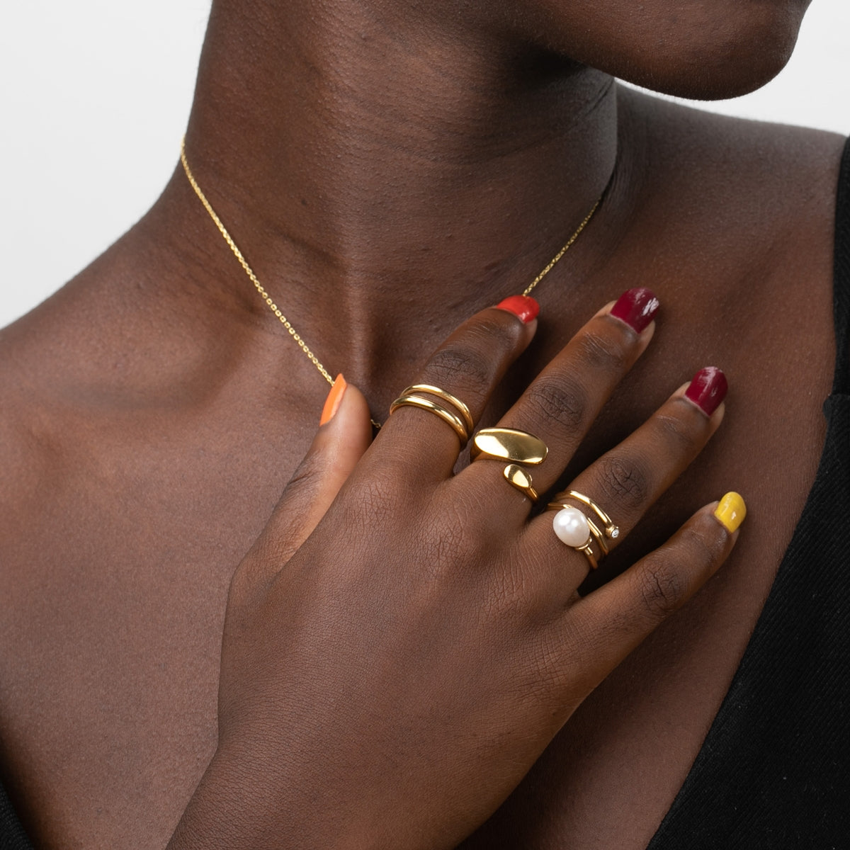 Pearl Mineral  Ring - Gold Plated