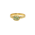 Ring oval - Prehnit stone- Gold Plated