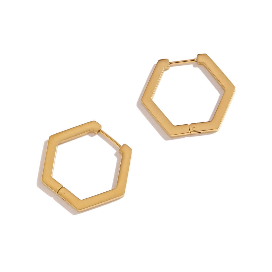 Zlaté náušnice hexagon
