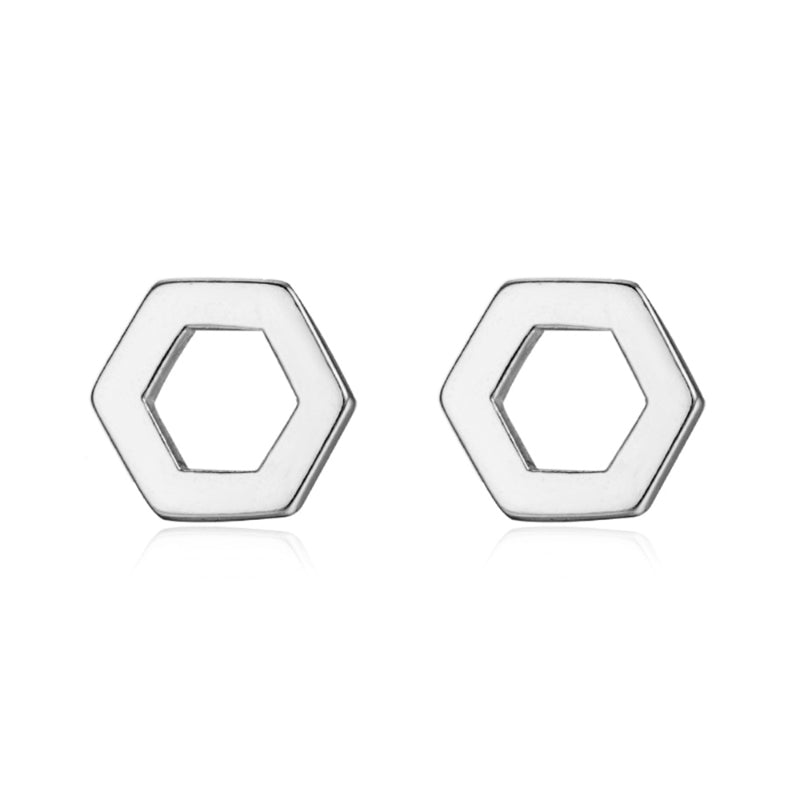 Stříbrné náušnice hexagon