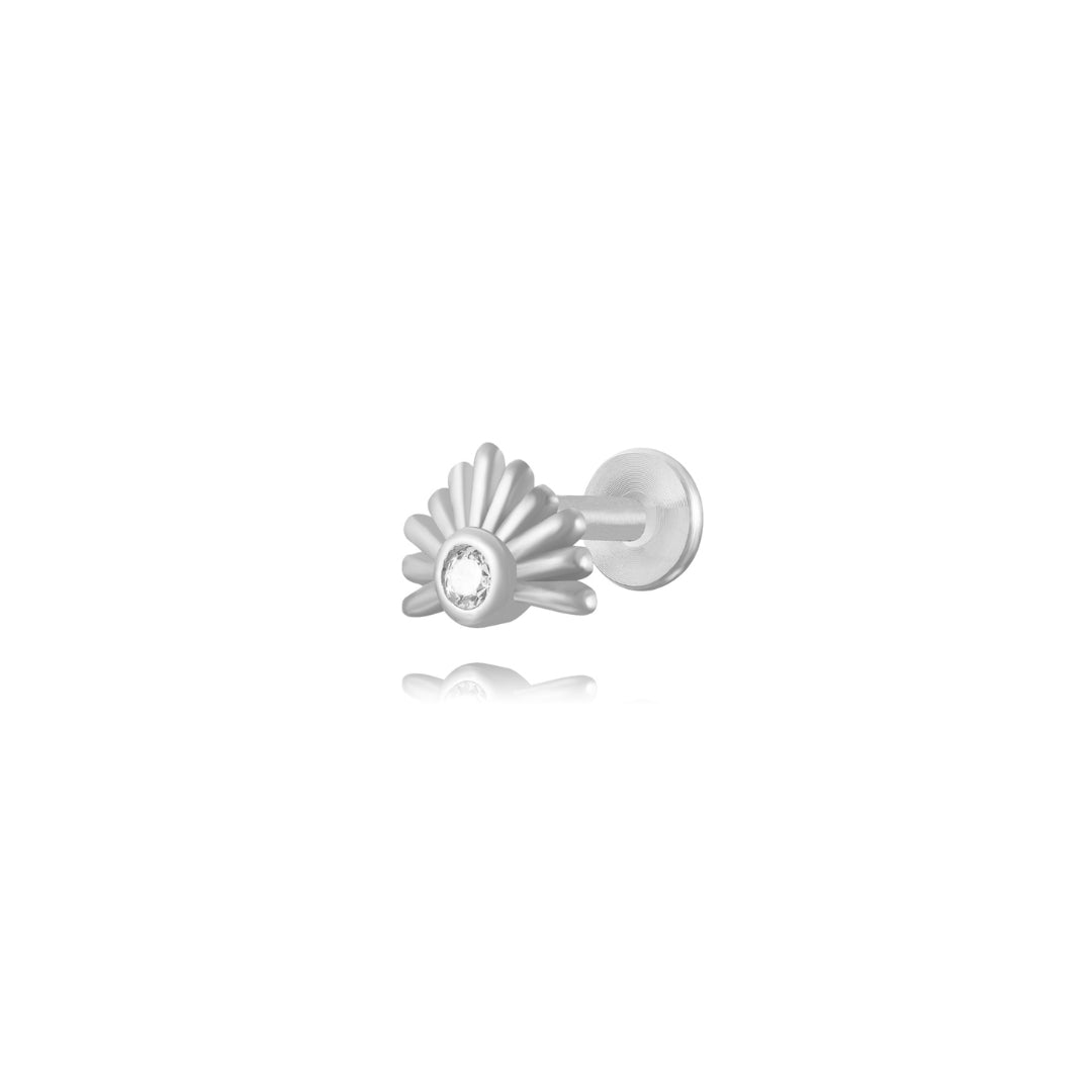 Střírbný piercing s bílým zirkonem