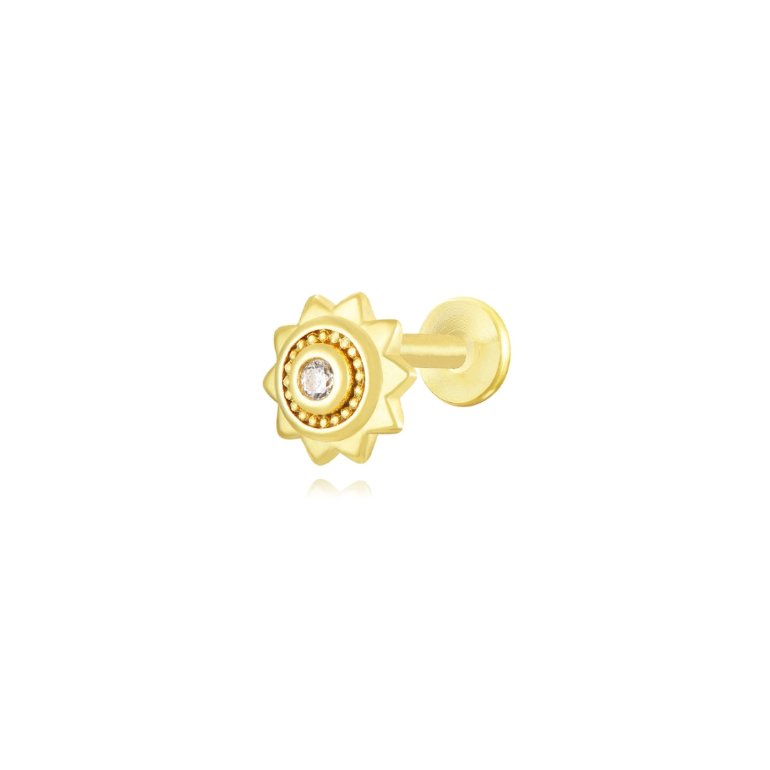 Piercing Zircon - Sun - Gold Plated and Rhodium Silver