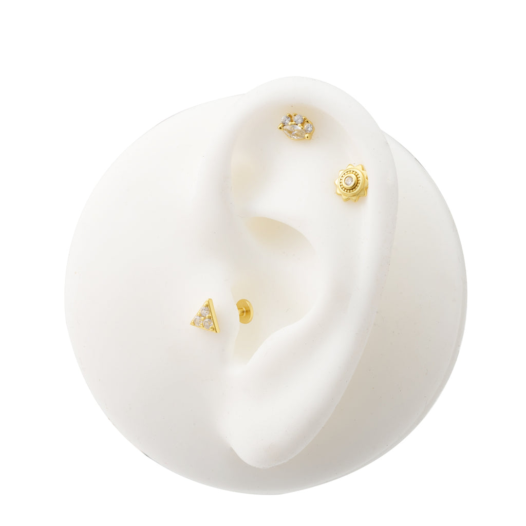 Piercing Zircon - Sun - Gold Plated and Rhodium Silver