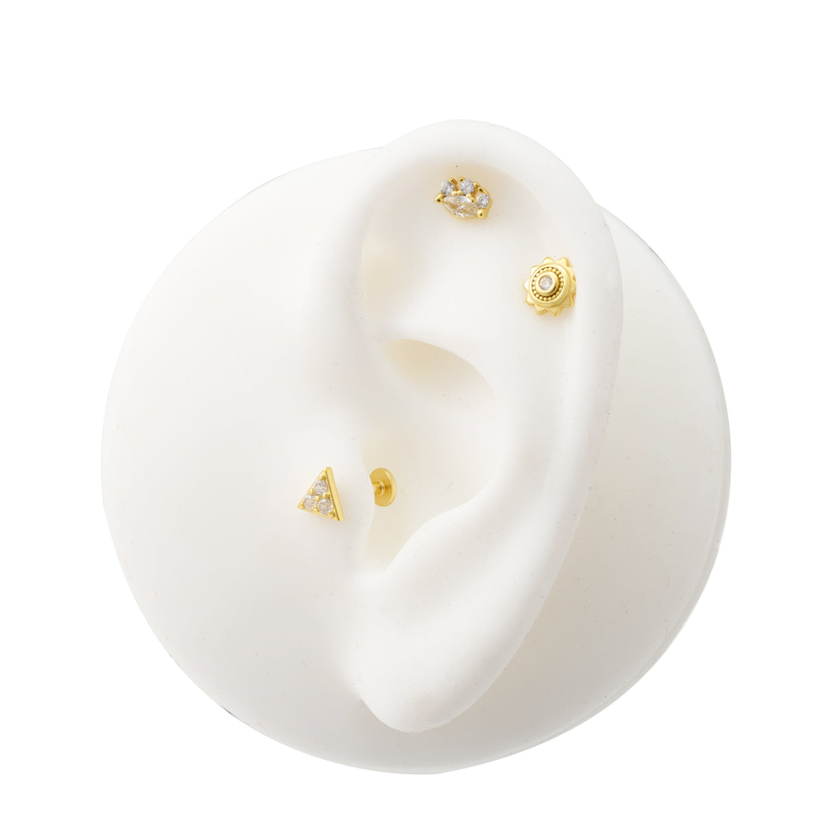 Piercing Zircon - Sun - Gold Plated and Rhodium Silver